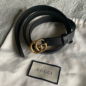 Gucci skinny black belt. Worn only a few times. Size 95 cm